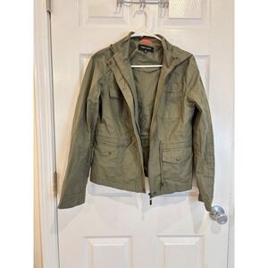 New Look Olive Green Cotton Blend Hooded Utility Jacket‎ - Size M